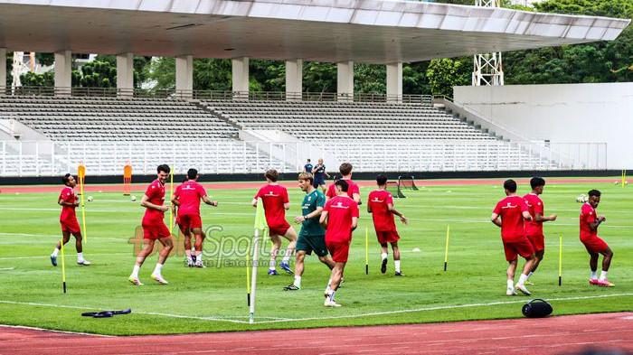 BERLATIH - Timnas Indonesia berlatih jelang menghadapi Saint Kitts and Nevis di FIFA Series 2026 dalam pertemuan perdana kedua tim.