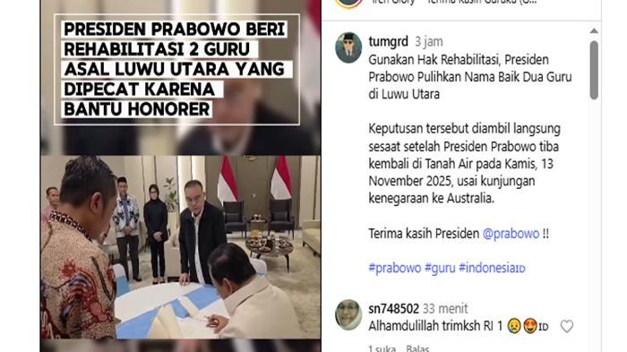 Presiden Prabowo Subianto telah mengambil keputusan cepat dan tegas memberikan reh