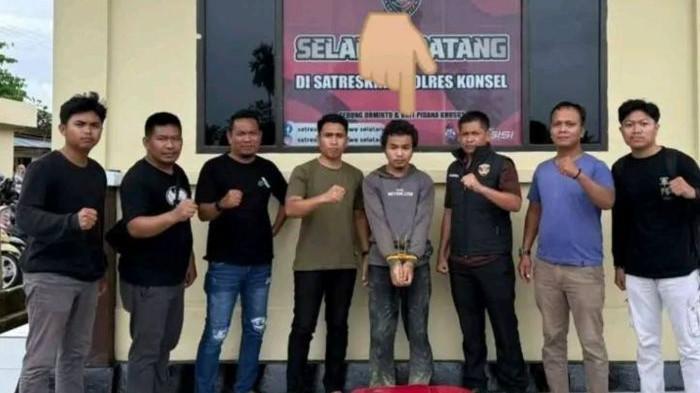 TANGKAP PELAKU - Reskrim Polres Konawe Selatan menangkap Afdan (21) pelaku rudapaksa dan pembunuhan Nisa (4) tetangganya di Desa Wonua, Kecamatan Womila, Kabupaten Konawe Selatan, Sultra.