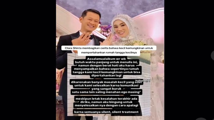 Rumah tangga selebgram Clara Shinta dan suaminya, Muhammad Alexander Assad tengah menj