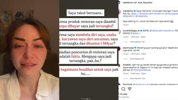 Tangis Selebgram Nabilah O’Brien meminta keadilan hukum setelah dirinya mengaku ditetapkan sebagai tersangka setelah memviralkan CCTV dugaan pencurian yang menimpa di restoran miliknya