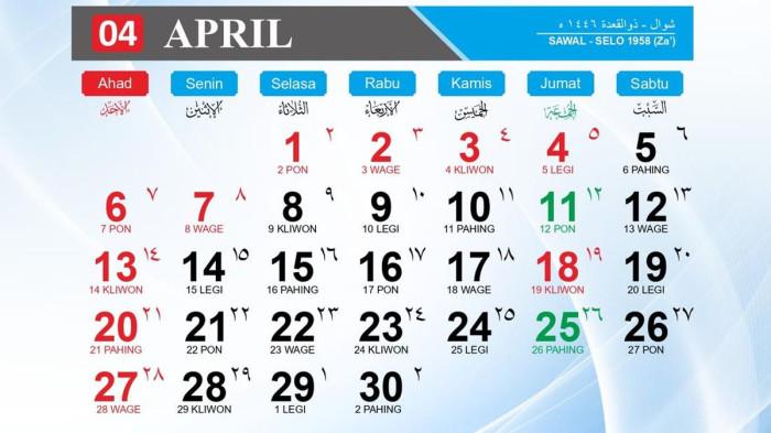 Unduh Kalender April 2026 Lengkap Libur Nasional Peringatan Wafatnya Yesus Kristus, Link Disini