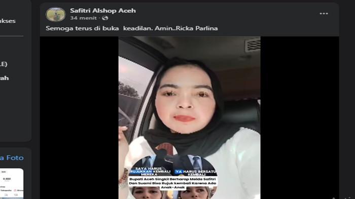 DUKUNGAN GERMAS PPA- Unggahan Melda Safitri soal Wakil Ketua Umum Gerakan Masyarakat Peduli Anak dan Perempuan (GERMAS PPA), Ricka Parlina tidak sepakat dengan Pernyataan Bupati Aceh Singkil, Safriadi Manik atau Haji Oyon menyarankan mediasi dan rujuk.