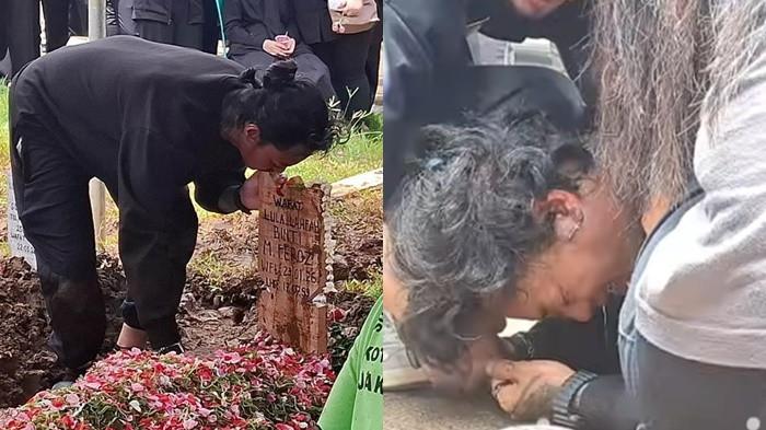 PEMAKAMAN  - Youtuber Reza Arap sempat mencium nisan makam Lula. Ia kemudian tak mampu lagi menyembunyikan tangisnya setelah pemakaman kekasihnya, Lula Lahfah, di Taman Pemakaman Umum (TPU) Rawa Trate, Cakung, Jakarta Timur, Sabtu (24/1/2026).