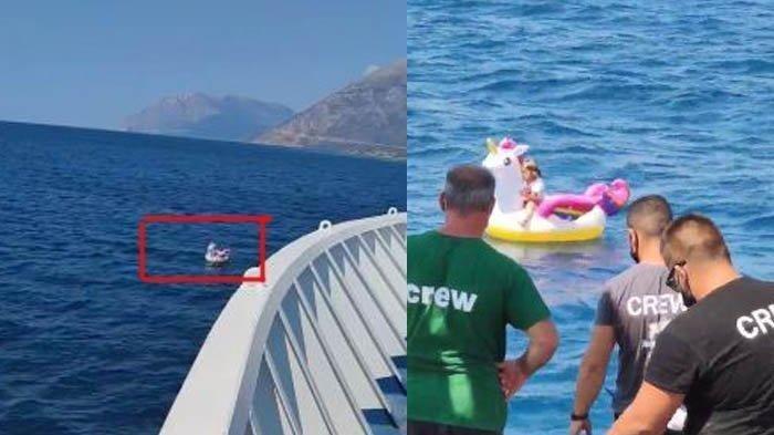 Awak Kapal Feri Lihat Benda Tak Biasa di Tengah Lautan, Ternyata Ada Bocah Naik Balon Unicorn