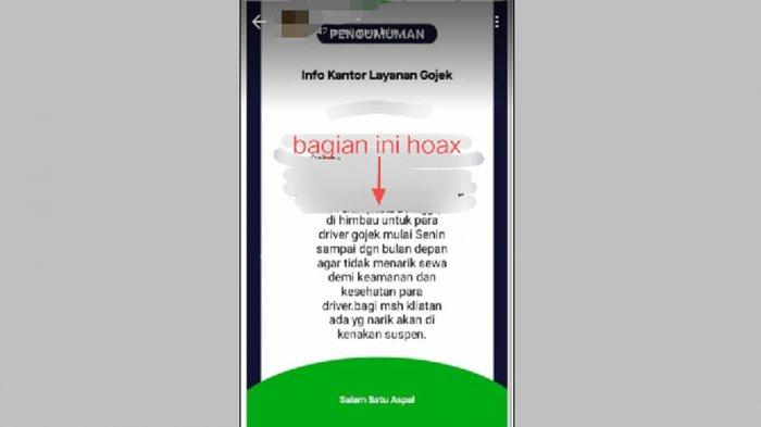 Mitra Gojek Dibuat Resah Pesan Hoax Dilarang Ambil Order, Itu Pesan Palsu