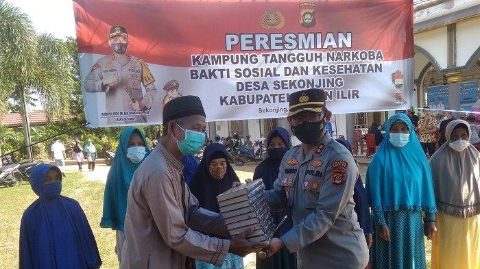 Kapolres Ogan Ilir Resmikan Kampung Tangguh Narkoba, Bakti Sosial dan Kesehatan di Desa Sekonjing