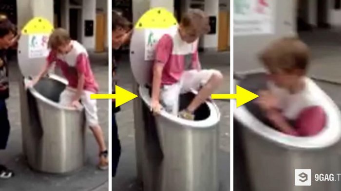 Anak Ini Iseng Masuk Dalam Tempat Sampah, yang Terjadi Selanjutnya Bikin Panik dan Ngeri