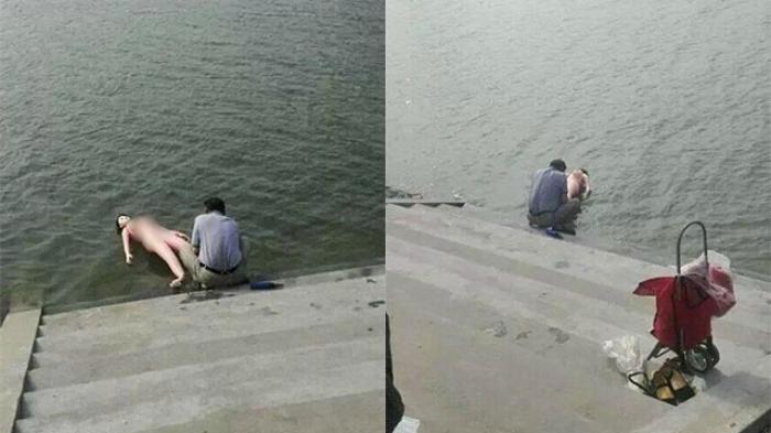 Mandikan Pacaranya di Sungai Pria Ini Dibuli Netizen