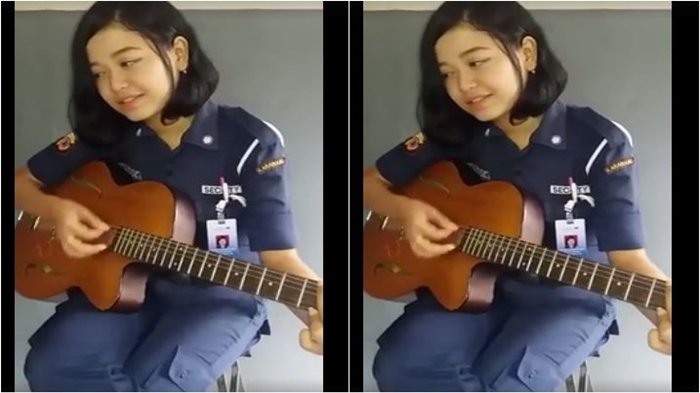 Video Satpam Cantik Main Gitar Bikin Heboh, Netizen: Tolong Amankan Saya Mba