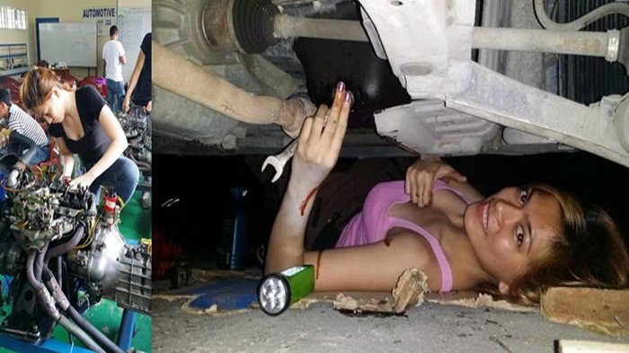 Inilah Montir Paling Cantik dan Seksi di Dunia, ''Mau Dong Dibenerin Motor Abang''