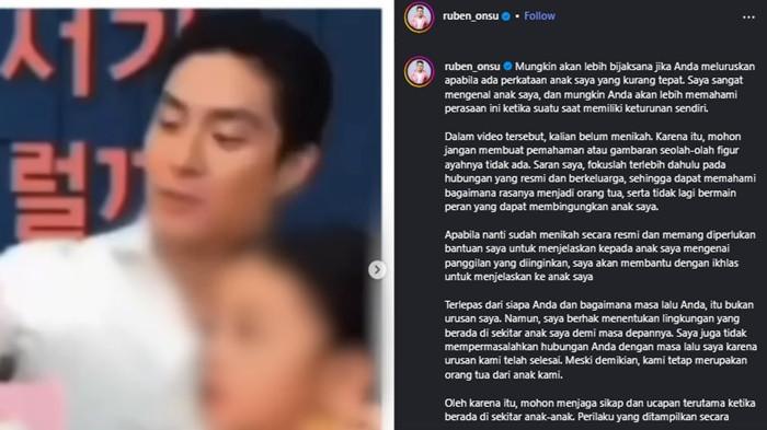 UNGGAHAN -- Melalui akun Instagram pribadinya, @ruben_onsu, ia membagikan respons terkait sebuah rekaman video yang memperlihatkan putrinya menyapa Giorgio menggunakan panggilan 