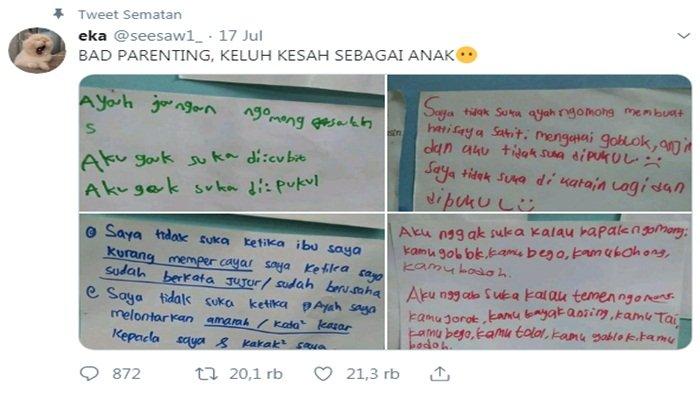 Anak-Anak Ini Ceritakan Keluhannya Terhadap Sikap Orang Tua, 'Saya Tak Suka Ayah Mengatai G****k'
