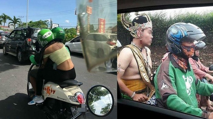 Ngakak ! Inilah 6 Gaya Customer Saat Dibonceng Ojek Online,Ada yang Pakai Kostum Wayang !