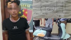 Febri-27-bersama-barang-bukti-sepeda-listrik-hasil-curian-saat-diamankan-di-Mapolsek-Babat-Supat.jpg