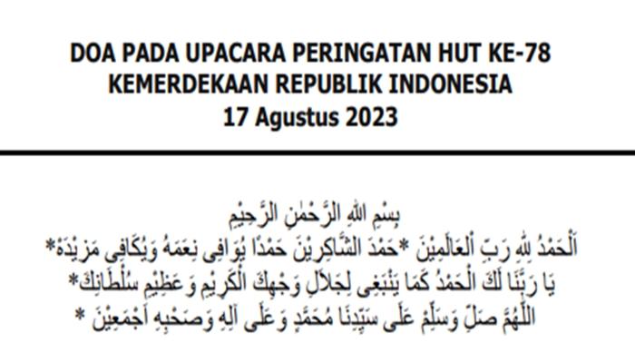 PDF Doa Upacara Peringatan HUT Ke-78 Kemerdekaan RI 17 Agustus 2023, Resmi Kemenag