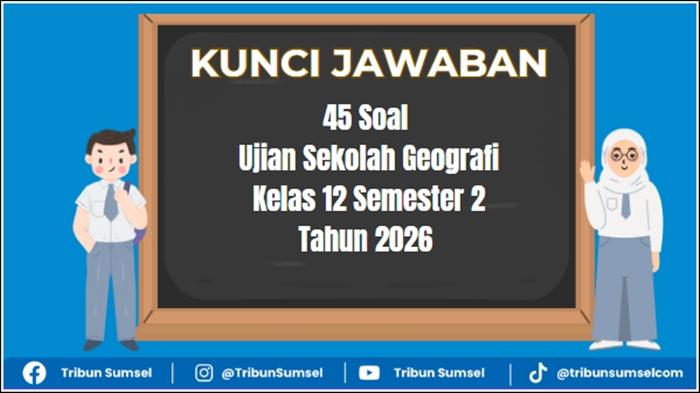 45 Soal Ujian Sekolah Geografi 2026 Kelas 12 Semester 2, Lengkap Jawaban dan Pembahasan