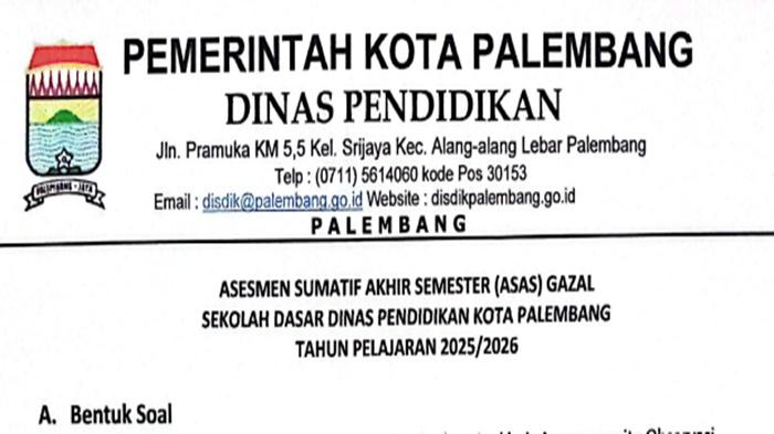 Jadwal Libur Sekolah Semester Ganjil TA 2025/2026 di Palembang Untuk Jenjang SD dan SMP
