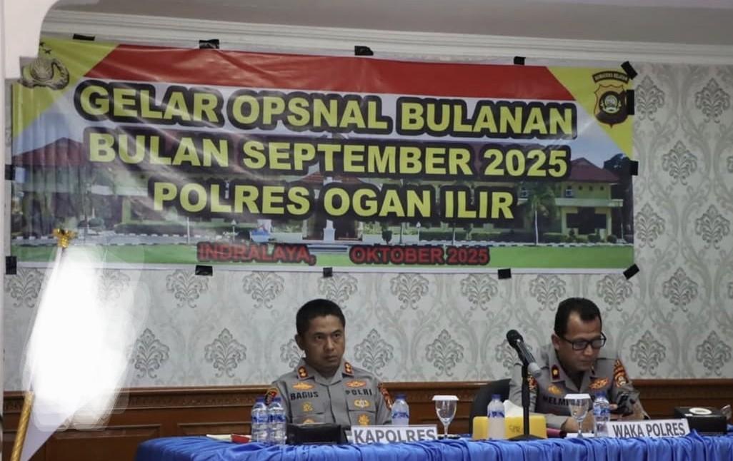 Kapolres Ogan Ilir Pimpin Gelar Opsnal Bulanan Beserta PJU dan Polsek Jajaran, Bahas Kamtibmas
