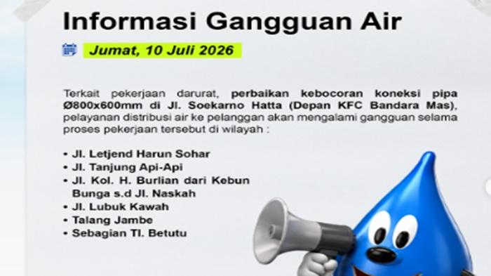 Info Gangguan Air PDAM Tirta Musi Palembang Hari Ini Jumat 10 Juli 2026, Ini Wilayah Terdampak - Tribunsumsel.com