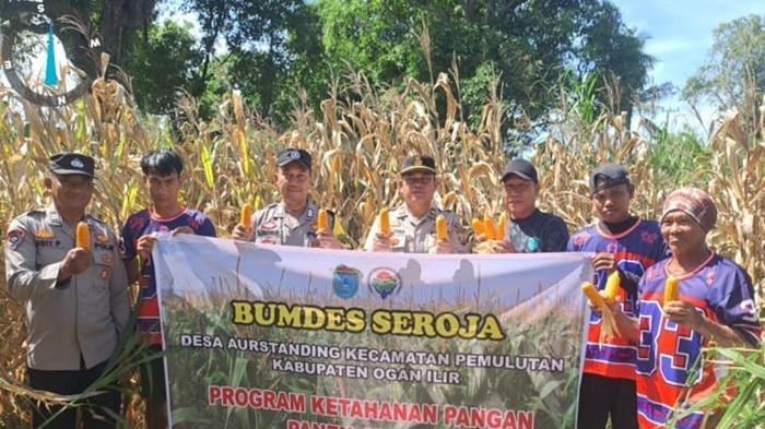 Polres Ogan Ilir-Polsek Pemulutan Dukung Ketahanan Pangan di Desa Aurstanding