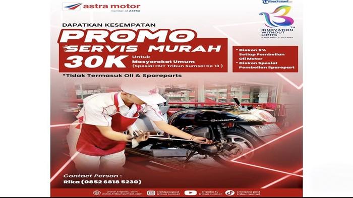 Rangkaian HUT ke-13 Tribun Sumsel, Ada Promo Servis Motor Terbuka untuk Umum, Bisa Daftar Di Sini