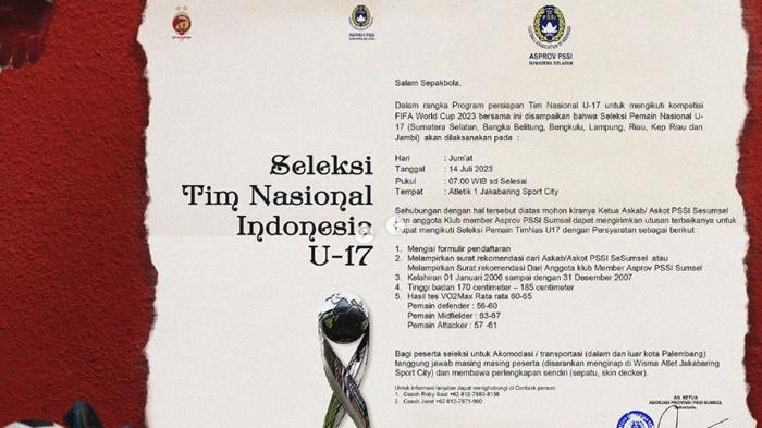 Timbul Kekhawatiran Saat Seleksi Timnas U-17 Indonesia untuk Piala Dunia U-17 di Palembang Dimajukan