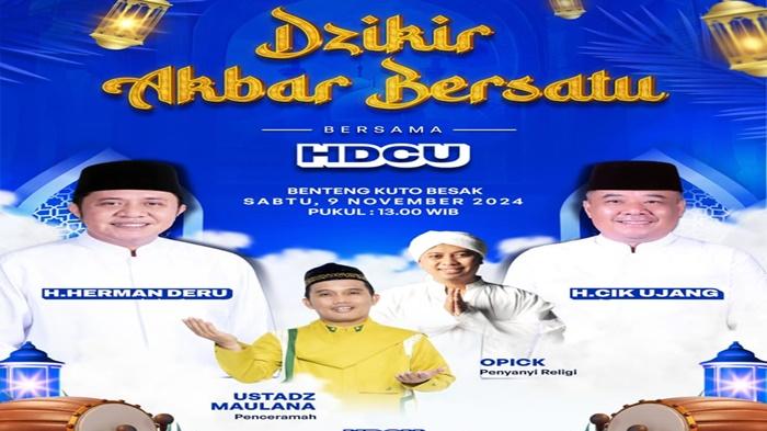 Zikir Akbar Herman Deru-Cik Ujang, Hadirkan Ustaz Maulan Hingga Opick di BKB Palembang Malam ini