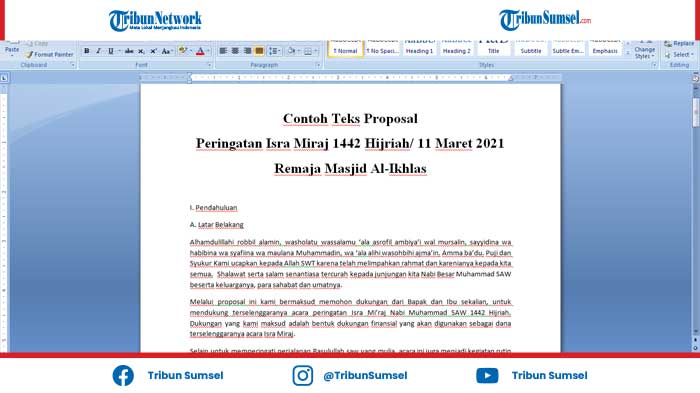 Contoh Teks Proposal Peringatan Isra Miraj 1442 Hijriah/11 Maret 2021 Remaja Masjid Al-Ikhlas