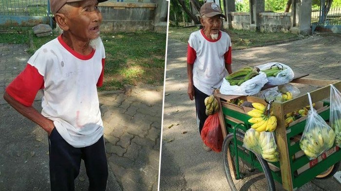 Ya Ampun Tega Nian, Uang Kakek Penjual Pisang ini Dirampas Pria Bermobil, Kakek Sampai Menangis