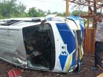 Mobil Ambulans Partai NasDem Kecelakaan dengan Motor Pelajar di Muratara, Terbalik dan Ringsek