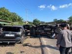 Tabrakan Beruntun di Prabumulih, Mobil Pikap Tabrak 3 Innova yang Lagi Parkir Hingga Rusak Parah