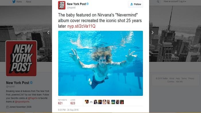 Bayi Legendaris di Album Nirvana Kembali Berpose Rayakan 25 Tahun Album Itu