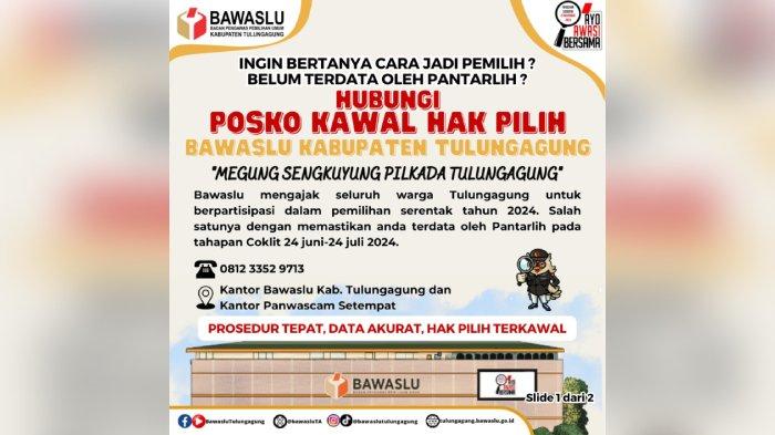 Bawaslu Tulungagung Luncurkan Posko Kawal Hak Pilih, Awasi Proses Coklit