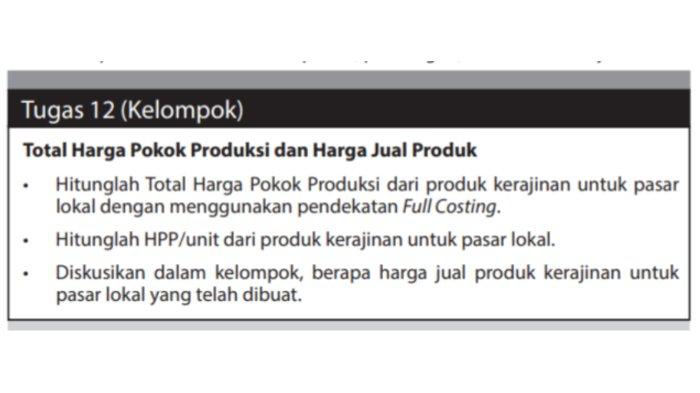 Kunci Jawaban PKWU Kelas 12 Halaman 30 Tugas 12: Total Harga Pokok Produksi dan Harga Jual Produk