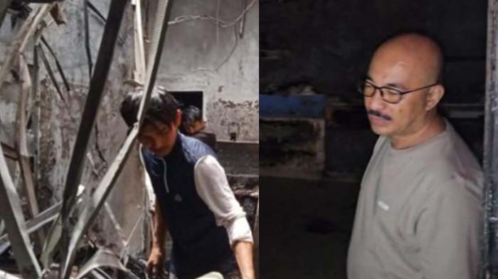 LUDES - Hakim Pengadilan Negeri (PN) Medan, Khamozaro Waruwu di rumahnya yang ludes terbakar  di Jalan Pasar II, Komplek Taman Harapan Indah, Lingkungan 13, Tanjung Sari, Kota Medan, pada Senin (4/11/2025).