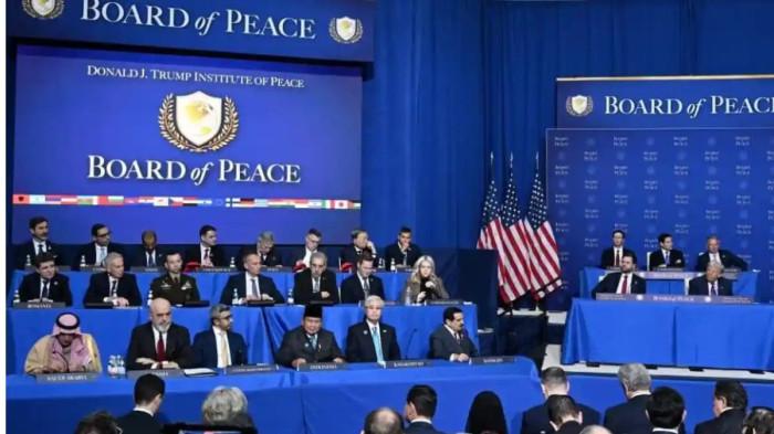 BOP - Presiden Prabowo Subianto menghadiri pertemuan perdana (Inaugural Meeting) Board of Peace (BoP) yang digelar di Donald Trump United States Institute of Peace, Washington, D.C., Amerika Serikat, Kamis (19/02/2026)