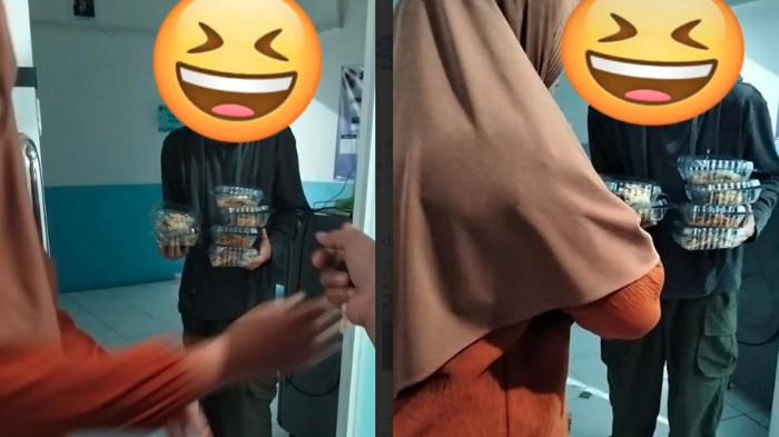 KEMBALIKAN MENU MBG. Tangkap layar video viral ibu - ibu wali murid mengembalikan menu mbg kepada petugas SPPG  di Lamongan, Jawa Timur