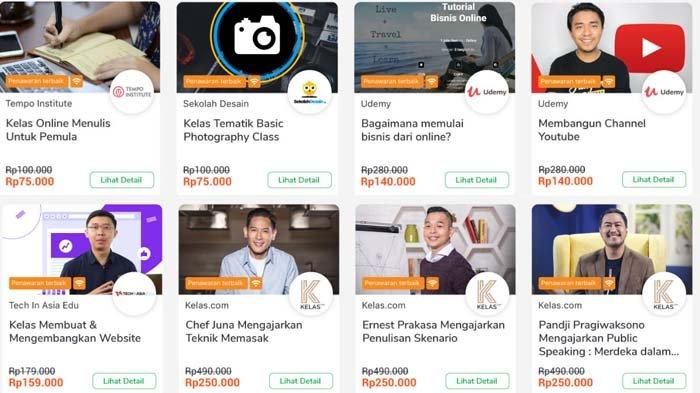 Beberapa pilihan latihan yang dapat diambil oleh pemegang kartu pra kerja.