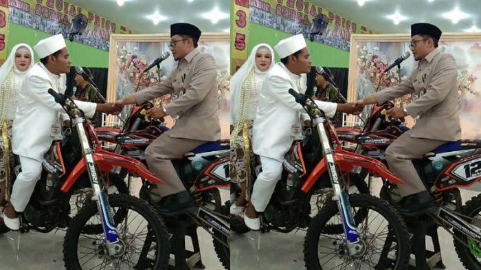 Gaya Nyentrik Pengantin di Magelang Ijab Kabul di Atas Motor Trail, Lokasi Pernikahan Juga Nyeleneh