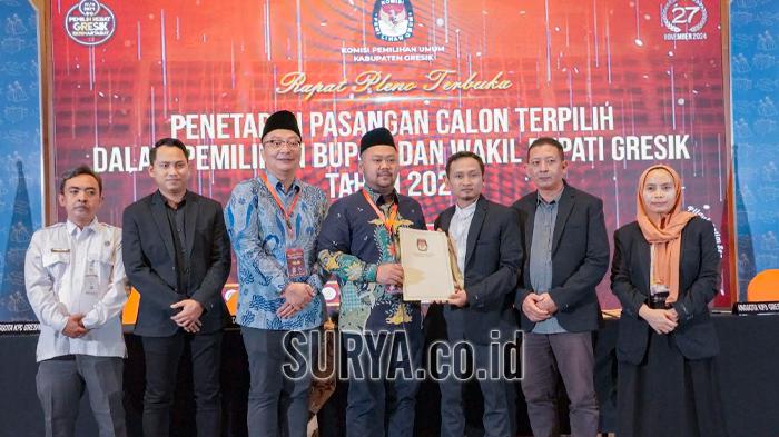 KPU Gresik Tetapkan Gus Yani – Alif Sebagai Bupati dan Wakil Bupati Gresik 2024-2029