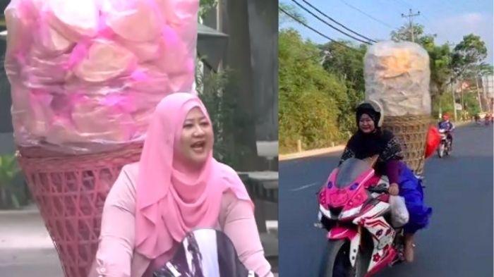 Kisah Pilu Lina, Penjual Kerupuk Keliling Naik Motor Sport Pink: Punya 1 Anak, Cuma Dibantu Ibu