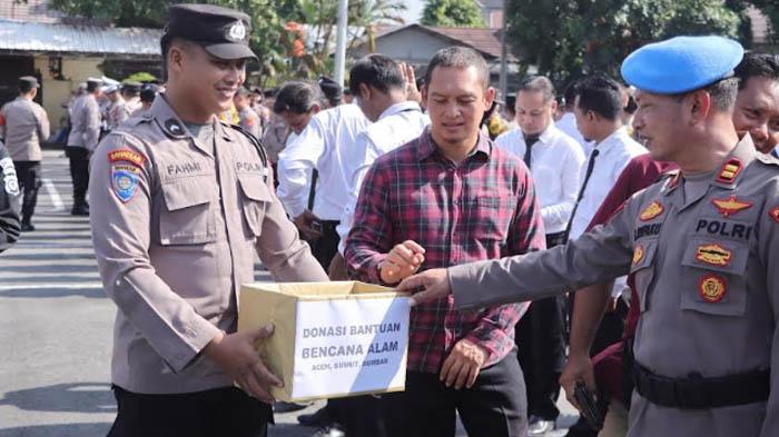 Peduli Sesama, Anggota Polres Kediri Kompak Galang Bantuan untuk Aceh, Sumut dan Sumbar
