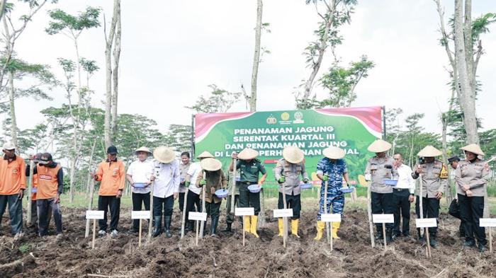 Tanam Jagung di Lahan Perhutani, Polres Jombang: Dukung Swasembada Pangan Nasional