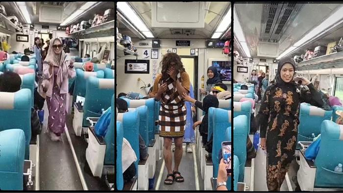 Heboh Tendik FK Unair Berlengak-lenggok Pakai Daster dari Yogjakarta ke Surabaya Di Atas Kereta