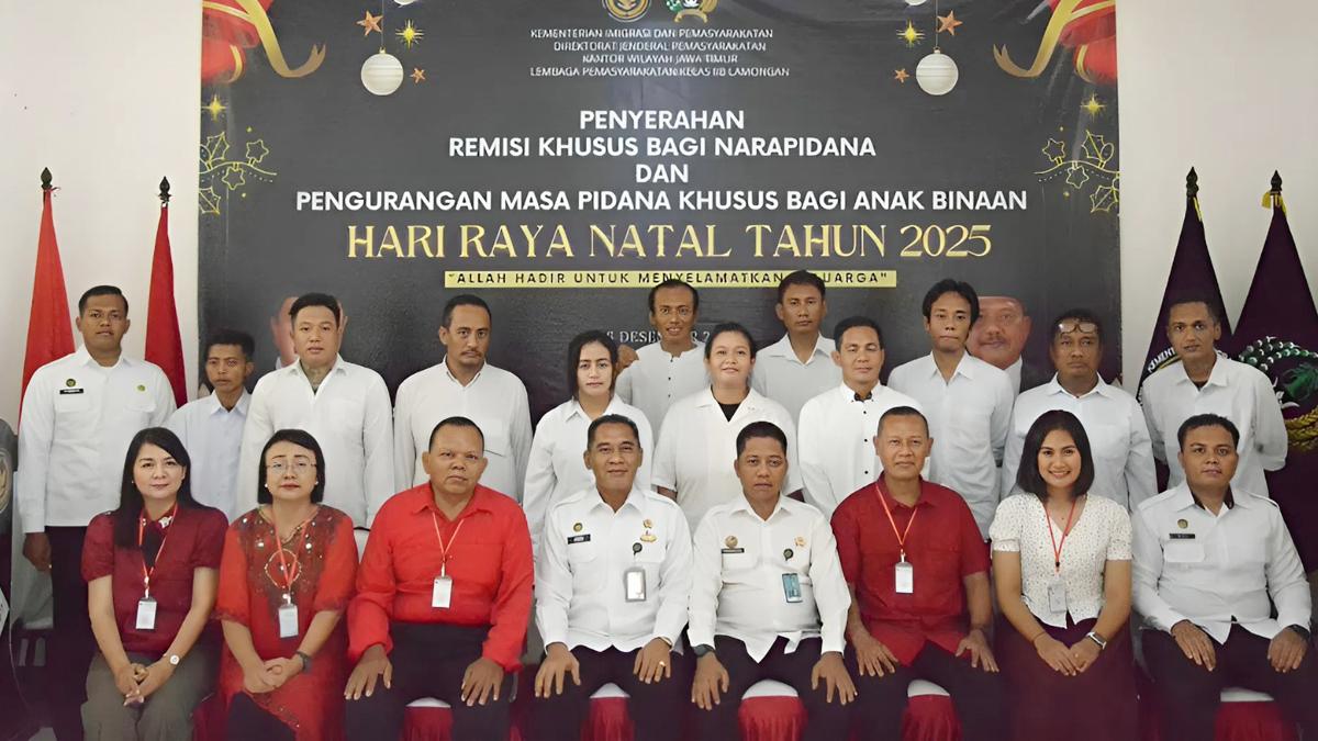 Lapas Lamongan Berikan Remisi Khusus Natal 2025 kepada 10 WBP Nasrani