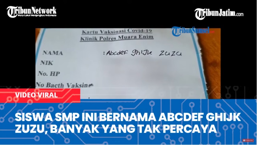 Video, Viral Anak Bernama ABCDEF GHIJK Zuzu, Banyak yang Tidak Percaya, Ini Faktanya