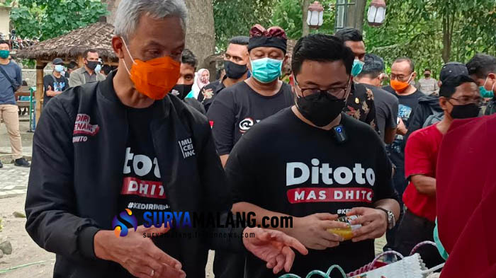 Survei Tinggi Jadi Capres 2024, Begini Reaksi Ganjar Pranowo saat Temani Hanindhito Himawan Pramana