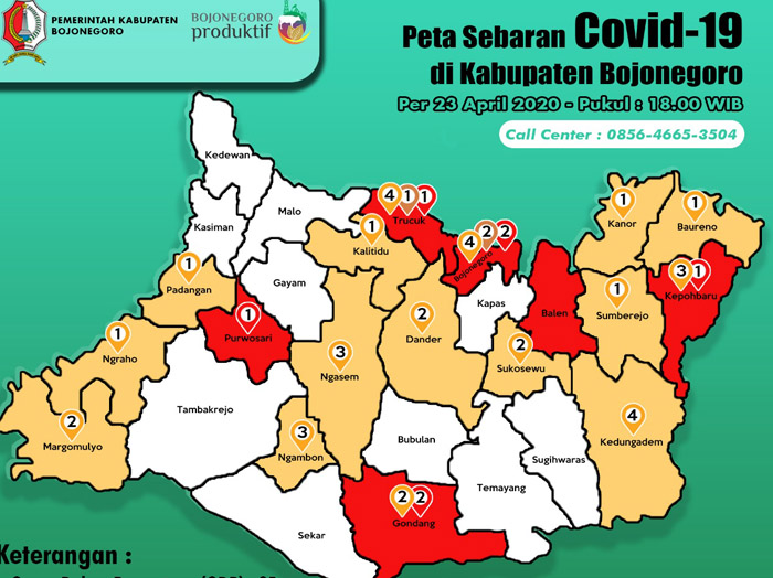 UPDATE Corona di Bojonegoro: Sembuh 2 Orang, Kasus Positif Bertambah 7, Total Menjadi 91 Orang