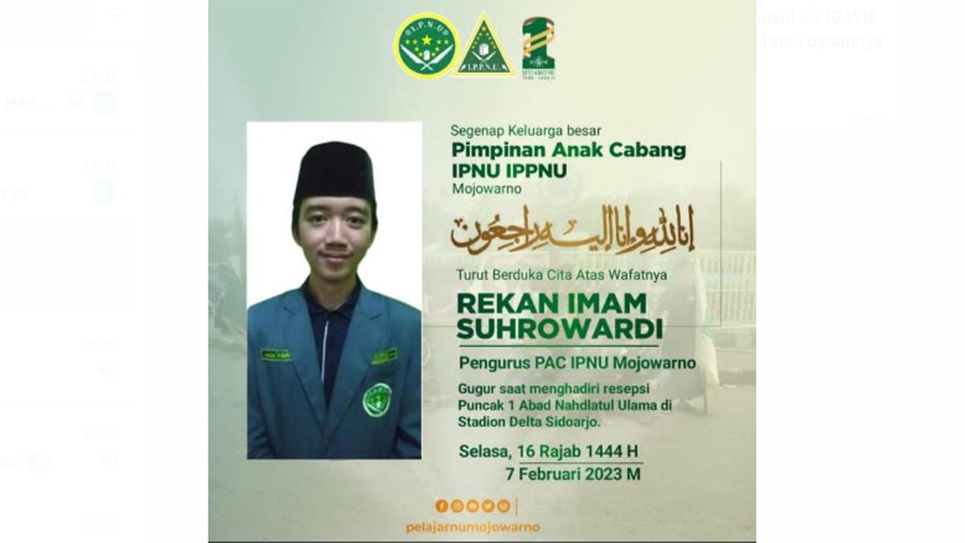 Pulang dari Harlah 1 Abad NU Kader IPNU Jombang Meninggal, Jatuh Lemas di Rakaat Kedua Salat Duhur